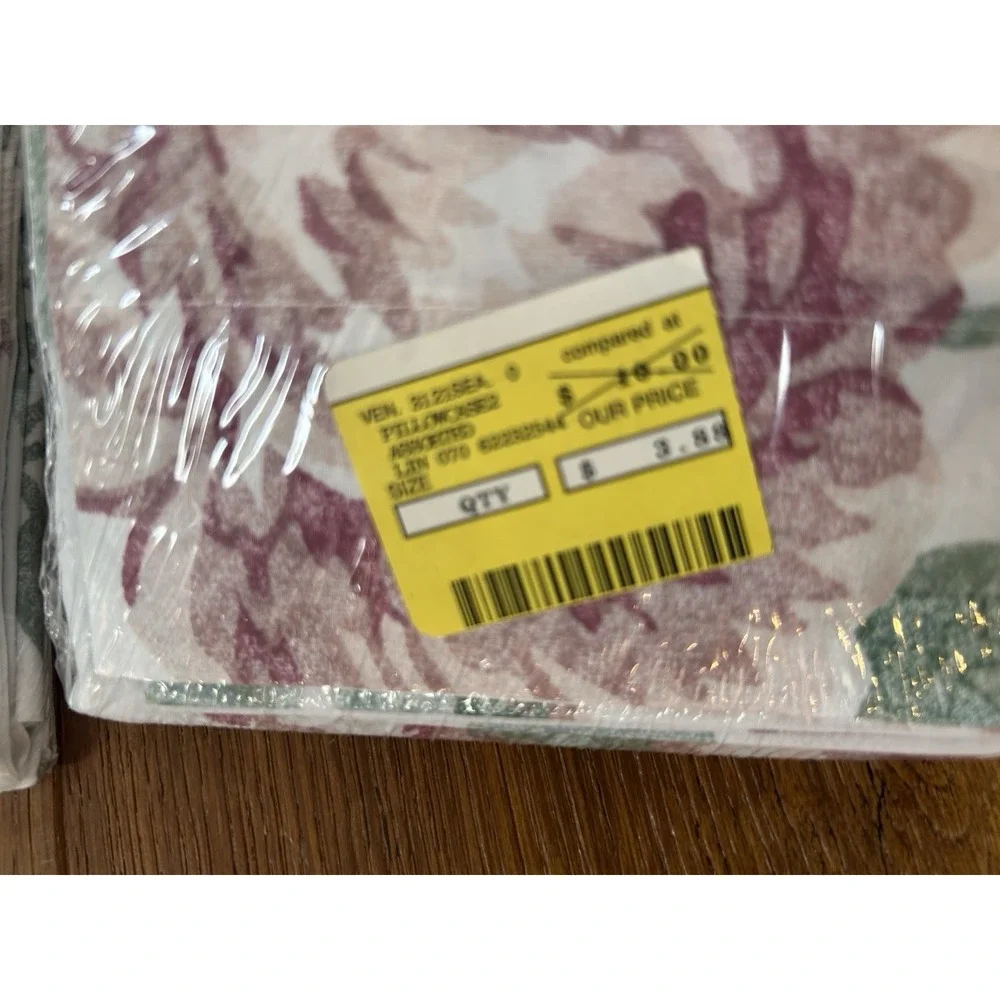 4 Vintage Wamsutta Pillowcases Standard Pink Green Floral No-Iron NEW 180 TC